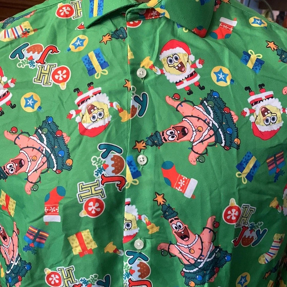 SuitMeister Men's Button Down Sponge Bob Christmas Shirt NEW Medium - Picture 3 of 5